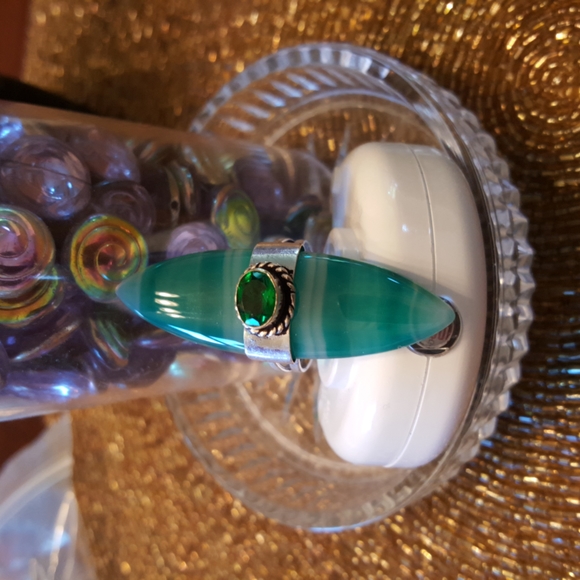 Green Agate & Peridot Ring - Picture 4 of 7